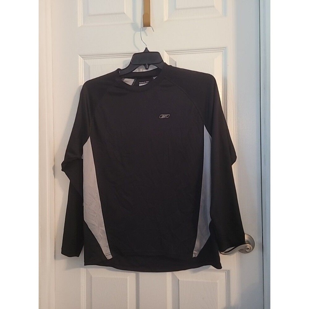 Men's Athletic Shirt Size L Black & Gray Reebok Brand Long Sleeve